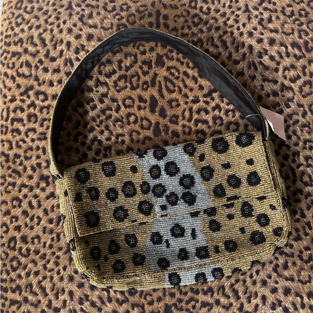 Vintage Christiana Leopard Print Beaded Handbag